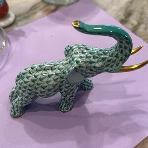 Herend green elephant with gold tusks.